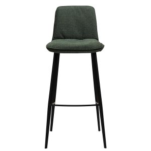 DAN-FORM Fierce barstol, m. ryglæn og fodstøtte - grønt stof og sort stål