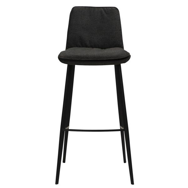 DAN-FORM Fierce barstol, m. ryglæn og fodstøtte - sort stof og sort stål