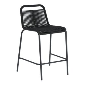 LAFORMA Black Glenville barstol til haven, m. ryglæn og fodstøtte - stål (88cm)