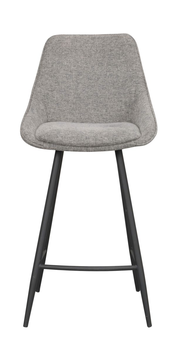 ROWICO Sierra barstol, m. ryglæn og fodstøtte - grå polyester og sort metal