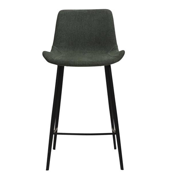 DAN-FORM Hype barstol, m. ryglæn og fodstøtte - grøn stof og sort stål