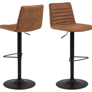 ACT NORDIC Kimmy barstol, m. ryglæn, fodstøtte, drejefunktion - camel brun stof og sort metal