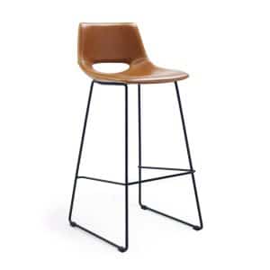LAFORMA Brun syntetisk læder Zahara barstol højde 76 cm