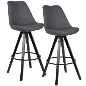 Sæt med 2 x barstole i antracit / sort, skandinavisk look
