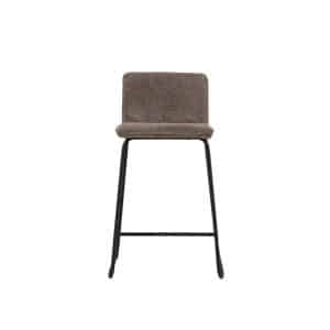 VENTURE DESIGN Bisbee barstol, m. ryglæn og fodstøtte - mørkegrå mikrofiber og sort stål