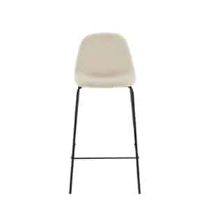 VENTURE DESIGN Polar barstol, m. ryglæn og fodstøtte - beige fløjl og sort stål