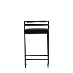 VENTURE DESIGN Opelika barstol, m. ryglæn og fodstøtte - sort fløjl og sort stål