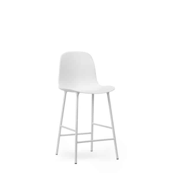 Normann Copenhagen Form Barstol med Ryglæn H65 cm Hvid/Hvid Stål