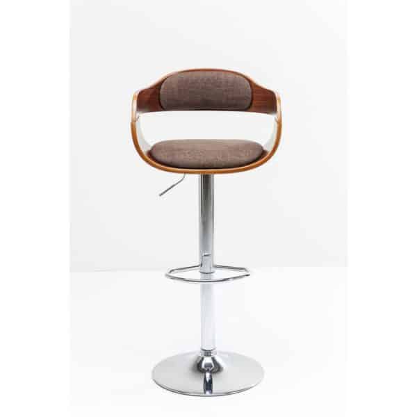 KARE DESIGN Monaco Schoko barstol, m. ryglæn og armlæn - brun polyester/valnøddefinér og krom stål