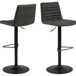 ACT NORDIC Kimmy barstol, m. ryglæn, fodstøtte, drejefunktion - antracitgrå stof og sort metal