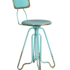 DUTCHBONE Ovid barstol, m. ryglæn - ocean blå aluminium og jern