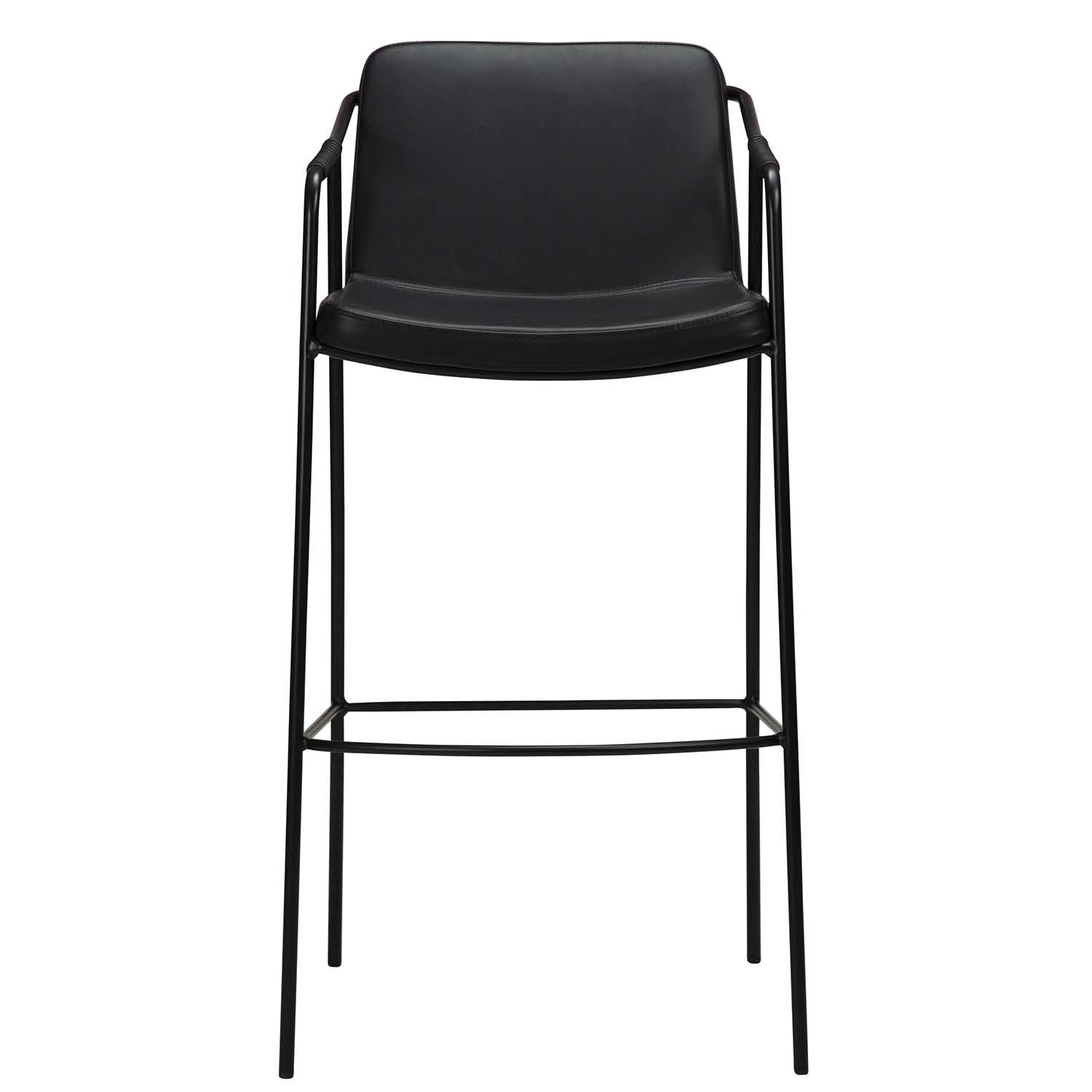 DAN-FORM Boto barstol, m. ryglæn og fodstøtte - vintage sort kunstlæder og sort stål