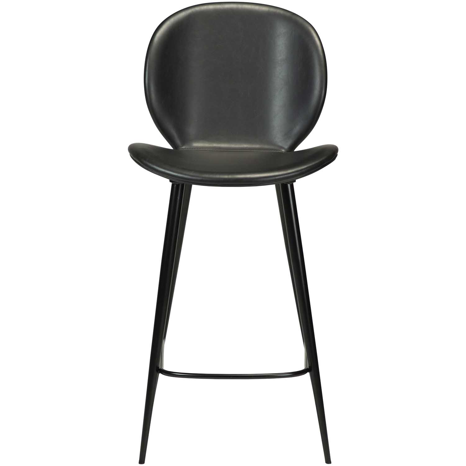DAN-FORM Cloud barstol, m. ryglæn og fodstøtte - vintage sort kunstlæder og sort stål