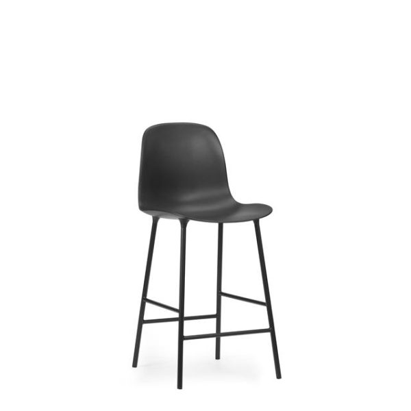 Normann Copenhagen Form Barstol med Ryglæn H65 cm Sort/Sort Stål