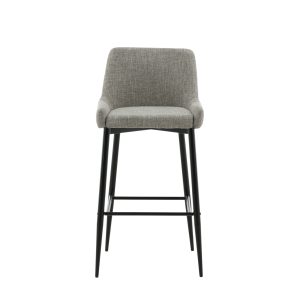 VENTURE DESIGN Plaza barstol, m. ryglæn og fodstøtte - beige polyesterhør og sort stål