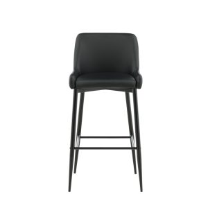 VENTURE DESIGN Plaza barstol, m. ryglæn og fodstøtte - sort PU/polyester og sort stål