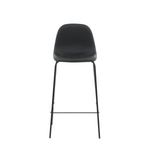 VENTURE DESIGN Polar barstol, m. ryglæn og fodstøtte - sort PU/polyester og sort stål