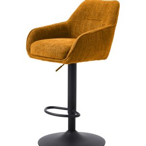Avola Select barstol, m. ryglæn, armlæn, fodstøtte, trompetfod - rust polyester og sort stål