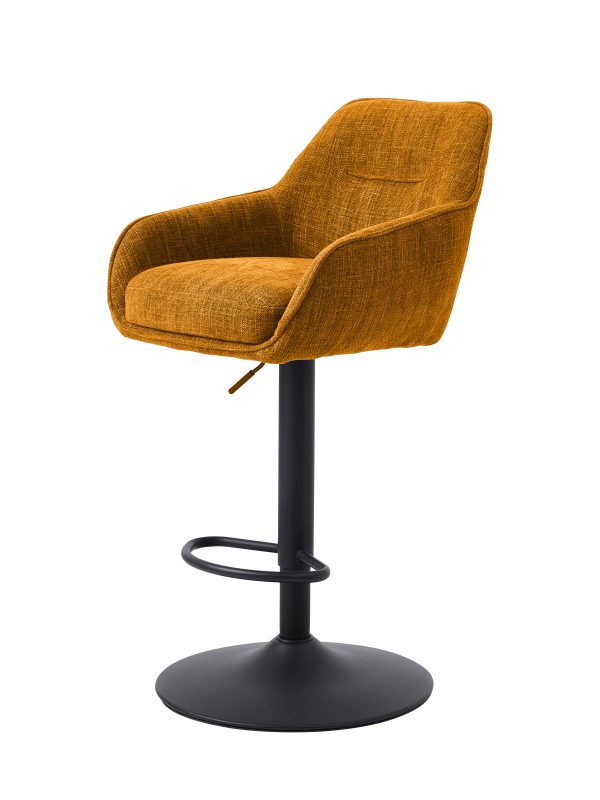 Avola Select barstol, m. ryglæn, armlæn, fodstøtte, trompetfod - rust polyester og sort stål