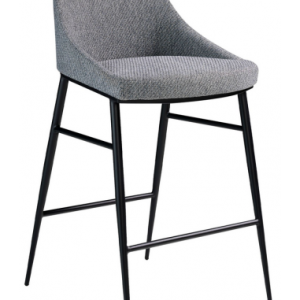 Barstol med ryglæn i stål og polyester H90 cm - Sort/Grå