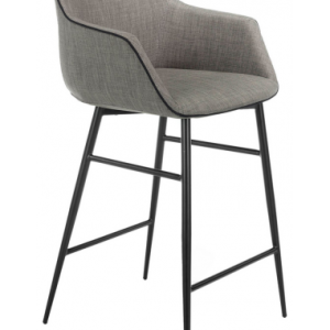 Barstol med ryglæn i stål og polyester H95 cm - Sort/Grå