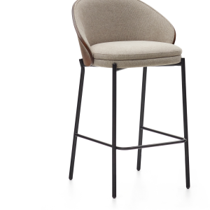 Eamy, Barstol med ryglæn, H86, beige, stof