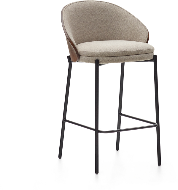 Eamy, Barstol med ryglæn, H86, beige, stof