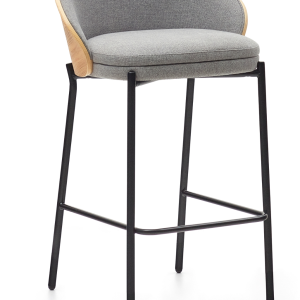 Eamy, Barstol med ryglæn, H86, grå, stof
