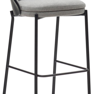 Eamy, Barstol med ryglæn, H98, sort, stof
