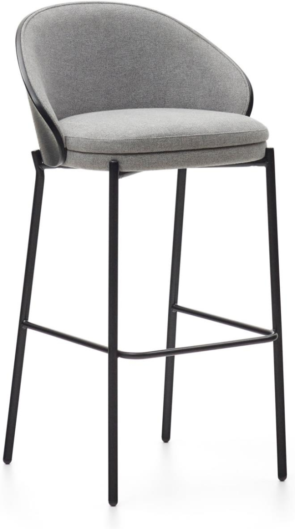 Eamy, Barstol med ryglæn, H98, sort, stof