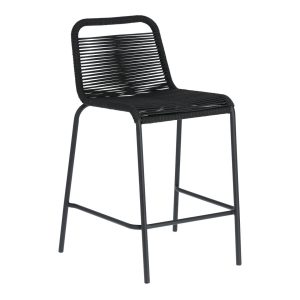 KAVE HOME Black Glenville barstol til haven, m. ryglæn og fodstøtte - stål (88cm)