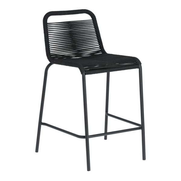 KAVE HOME Black Glenville barstol til haven, m. ryglæn og fodstøtte - stål (88cm)