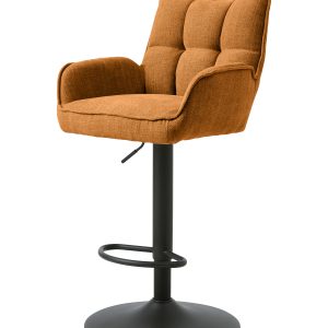 Marilla Select barstol, m. ryglæn, armlæn, fodstøtte, trompetfod - rust polyester og sort stål