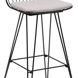 Barstol Nordlys Furniture Tabchester - industrielt metalstel med sort epoxyfinish, gråt FSC-tekstilsæde, 75 cm siddehøjde