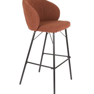 WHITE LABEL LIVING Joa barstol, m. ryglæn og fodstøtte - terra polyester og sort jern
