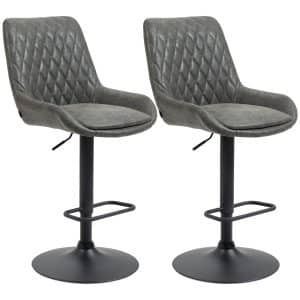 Barstol køkkenstol designerstol, højdejusterbar, med fodstøtte, 51 cm x 59 cm x 117 cm, mørkegrå + sort