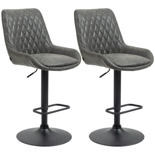 Barstol køkkenstol designerstol, højdejusterbar, med fodstøtte, 51 cm x 59 cm x 117 cm, mørkegrå + sort