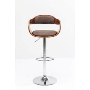 KARE DESIGN Monaco Schoko barstol, m. ryglæn og armlæn - brun polyester/valnøddefinér og krom stål