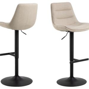 ACT NORDIC Adisa barstol, m. ryglæn, fodstøtte, drejefunktion, gaspatron - beige stof og sort stål