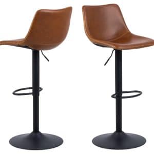 ACT NORDIC I_Oregon barstol, m. ryglæn, fodstøtte, drejefunktion - cognac vintage PU og sort metal