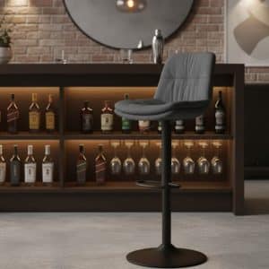 Arden barstol | Mørkegrå stof m sort metal