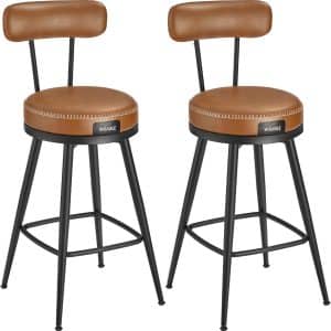 Barstol med kunstlæder - sæt med 2 - sædehøjde 65 cm - brun - Barstole - Daily-Living