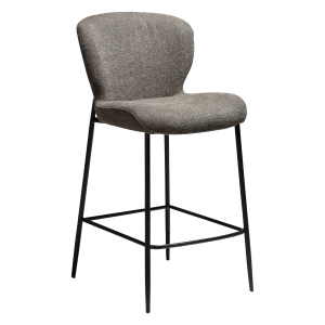 DAN-FORM GLORY barstol, m. ryglæn og fodstøtte - Major brun bouclé stof og sort metal