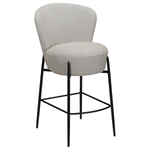 DAN-FORM ORBIT barstol, m. ryglæn og fodstøtte - Cashmere bouclé stof og sort metal