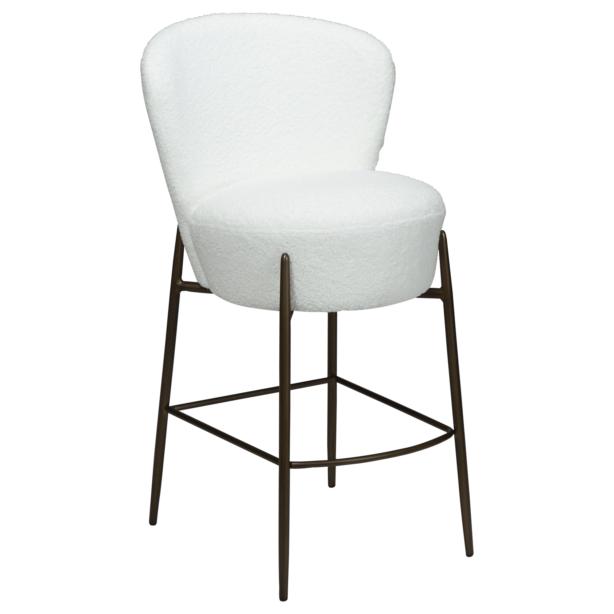 DAN-FORM ORBIT barstol, m. ryglæn og fodstøtte - Snow RPES bouclé stof og antik messing metal