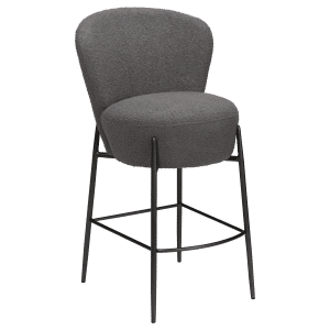 DAN-FORM ORBIT barstol, m. ryglæn og fodstøtte - Stone RPES bouclé stof og antik ting metal