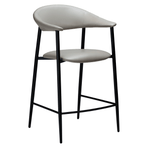 DAN-FORM ROVER barstol, m. ryglæn, armlæn, fodstøtte - Cashmere kunstlæder med sorte ben