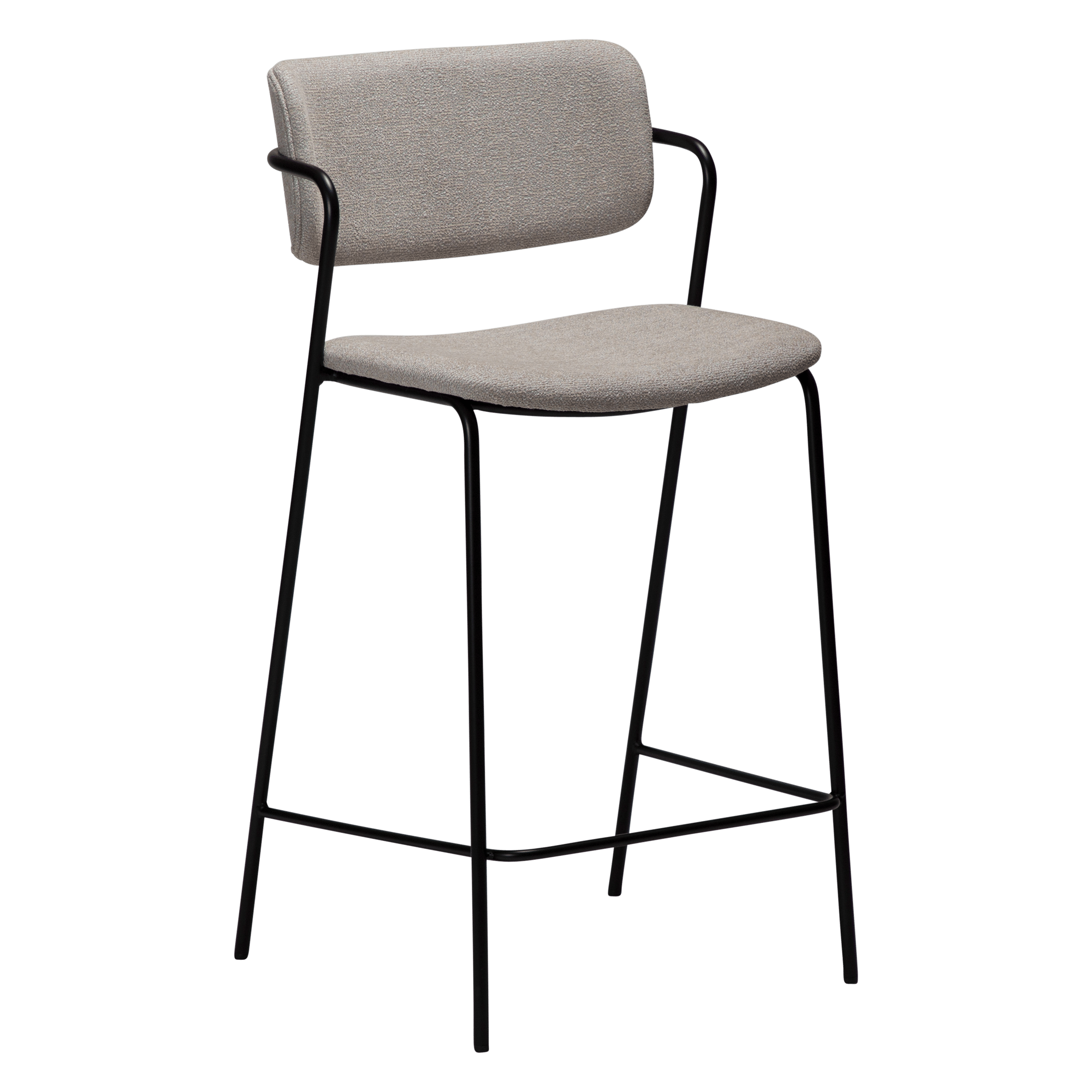 DAN-FORM ZED barstol, m. ryglæn og fodstøtte - Cashmere bouclé stof og sort metal