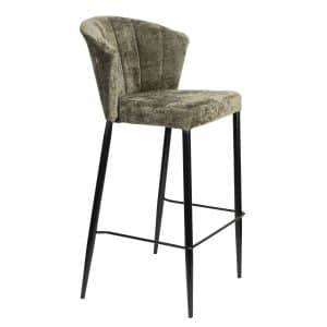 DUTCHBONE Georgia barstol, m. ryglæn og fodstøtte - grøn fløjl og sort metal