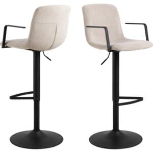 ACT NORDIC Pablo barstol, m. ryglæn, fodstøtte, drejefunktion, gaspatron - beige stof/sort stål